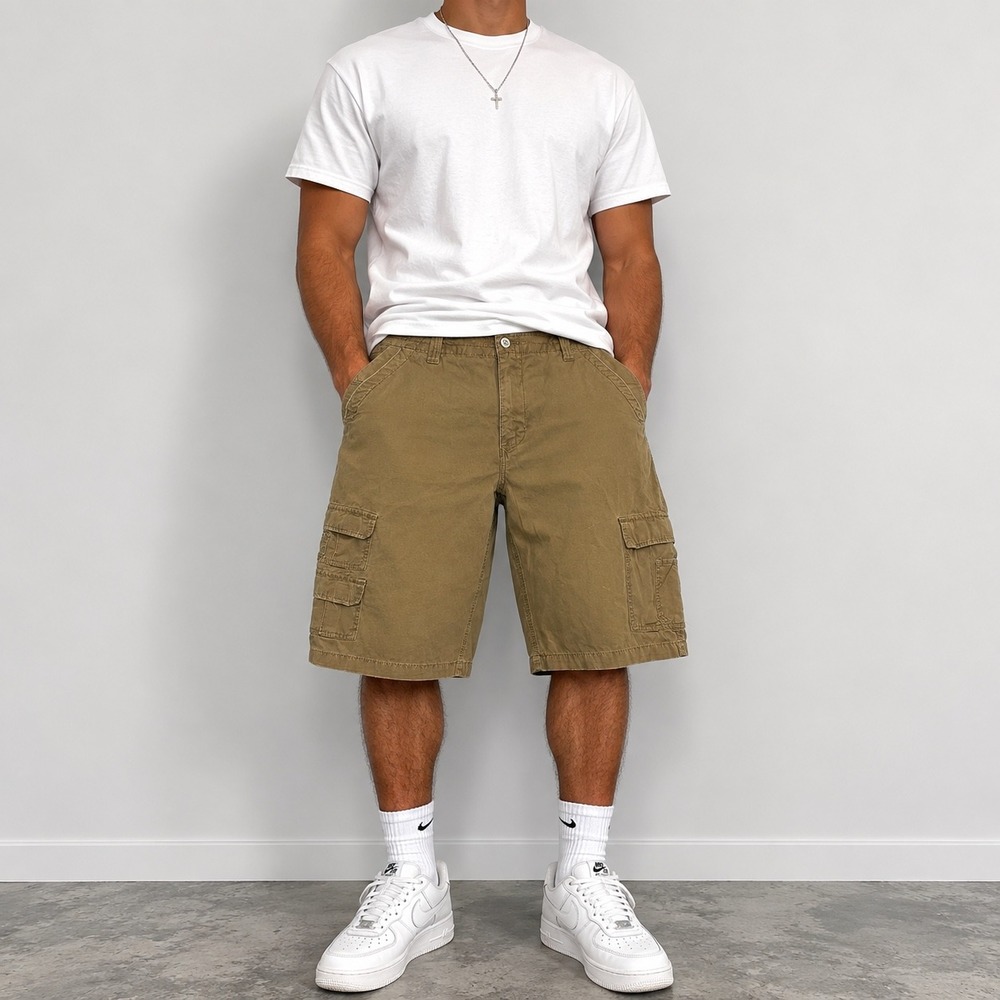 Roebuck & Co Shorts Mens 40 Brown Cotton Cargo Casual Outdoor Utility Hiking Y2K